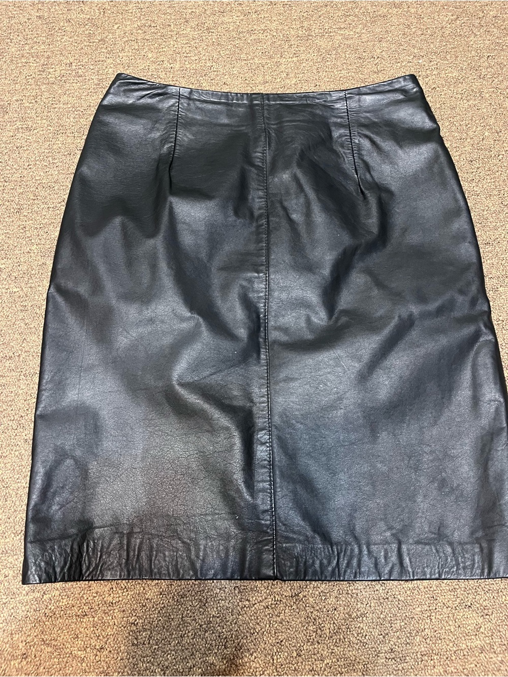 VINTAGE Y2K Club Express Leather Mini Skirt Size 10 back Zip Black 90's